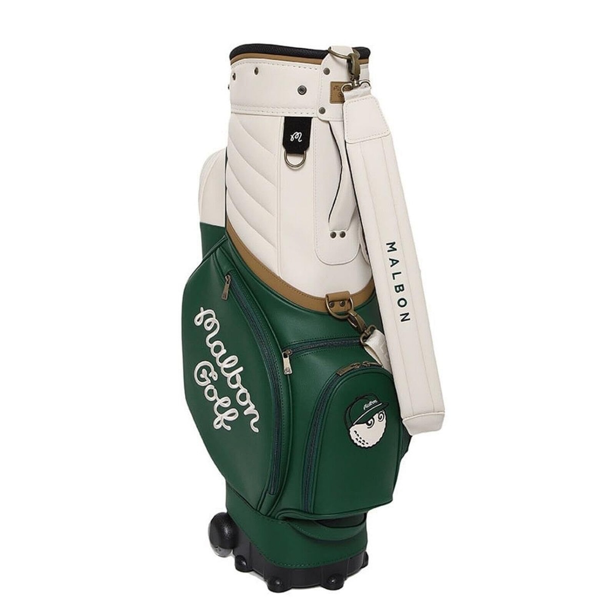 【Malbon Golf】Malbon New Basic Trolley Caddie Bag GREEN malbon golf Trolley Carry Bag Golf bag Green White Brand New