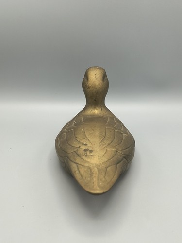 Vintage Brass Duck Solid Cast Satined Finish Aged Patina 10" Animal Decoy Decor - Picture 5 of 7