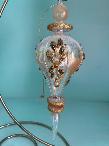 You Choose! Finial / Teardrop Xmas Ornaments Glass Embellished Gold Glitter - 第 7/38 張圖片