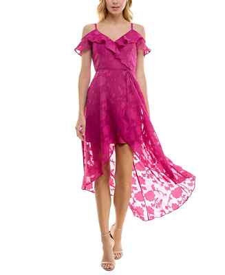 BCX Womens Off-The-Shoulder Ruffl Magenta XS