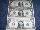 LOT OF THREE U.S. ONE DOLLAR NOTES WITH CRAZY 3-OF-A-KIND SERIAL NUMBERS! NICE! — photo 1