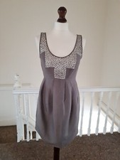 Rare All Saints SS08 10 Beige Gainsborough Dress Studded Cut Out Party Fitted...