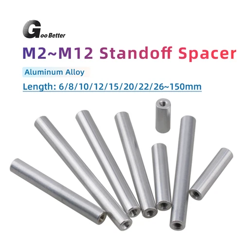M2-M10 Aluminum Alloy Thread Sleeve Rod Bar Stud Round Connector Tube Long Nuts