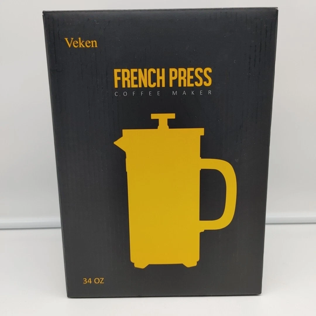 NEW French Press Coffee Maker Glass Stainless Steel Large Copper 34oz Easy Clean