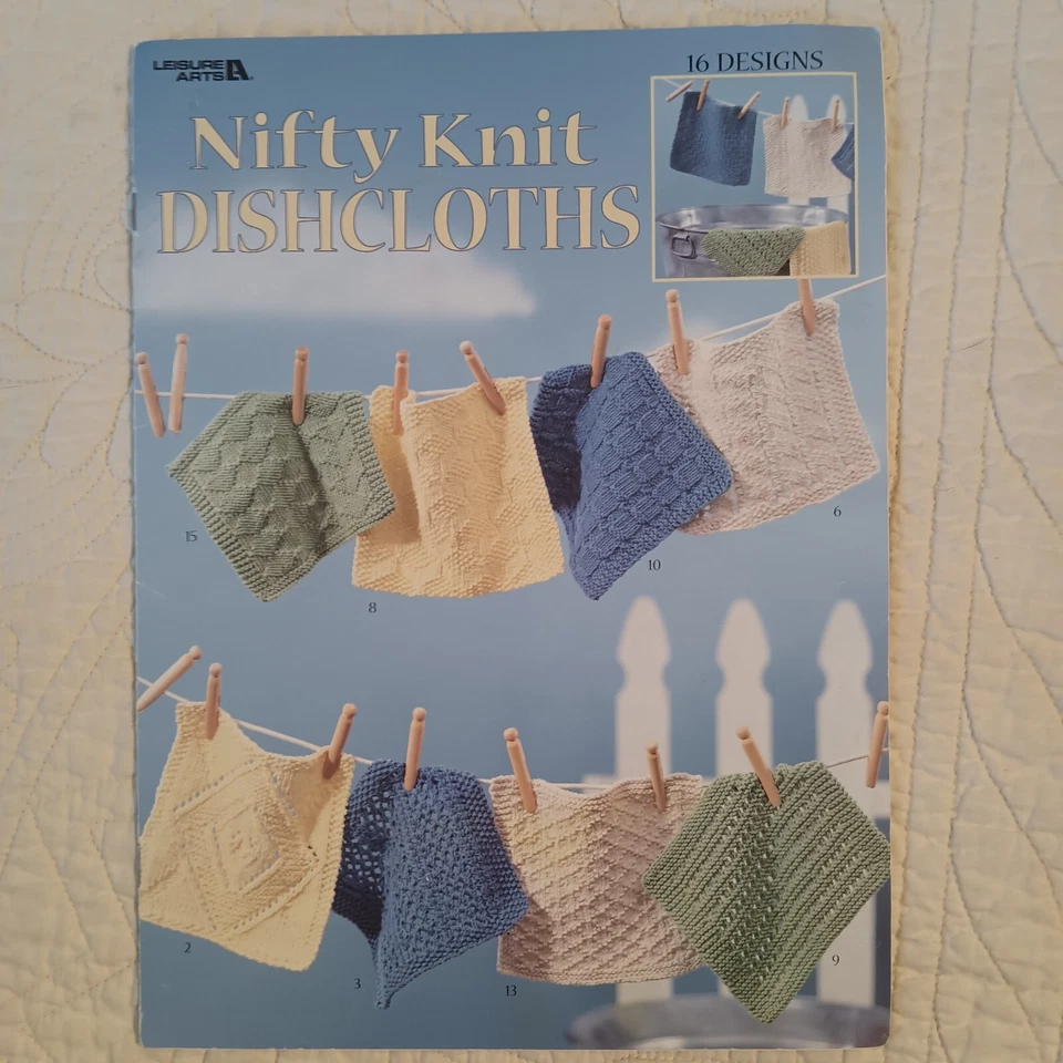 1999 Vtg Leisure Arts 16 Dishcloths Knitting Crochet Pattern Book Leaflet - Image 3 of 4