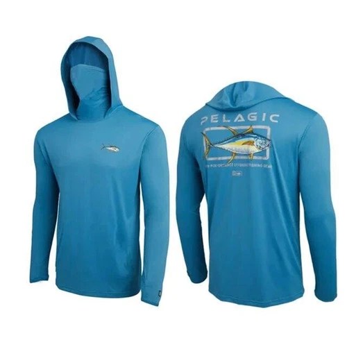Ropa de pesca pelágica Upf 50+ máscara facial con capucha camisas de pesca para hombre al aire libre Su - Imagen 19 de 27