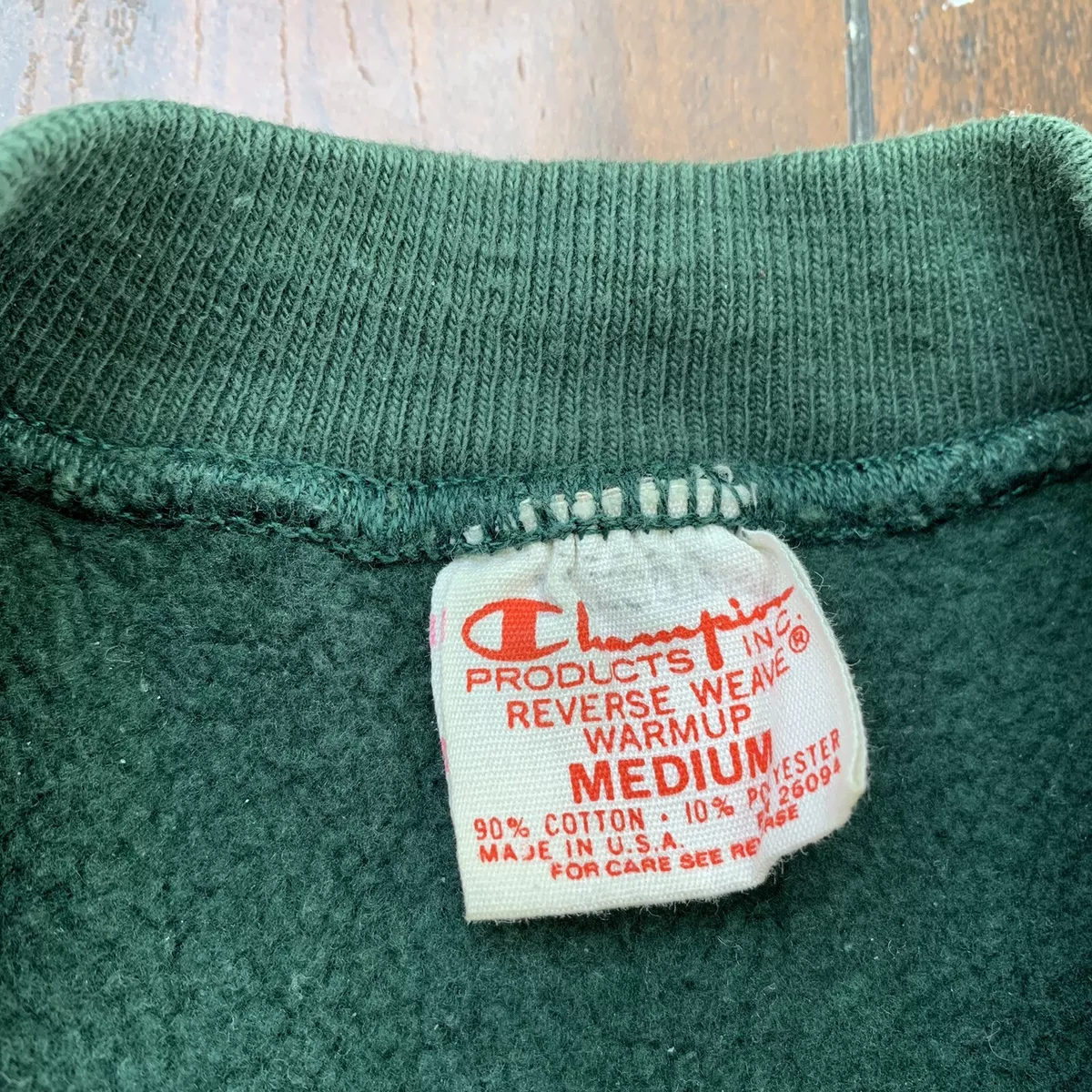 Vintage Champion 70s Green USA Reverse Weave Sweatshirt M Blank 60s Gusset