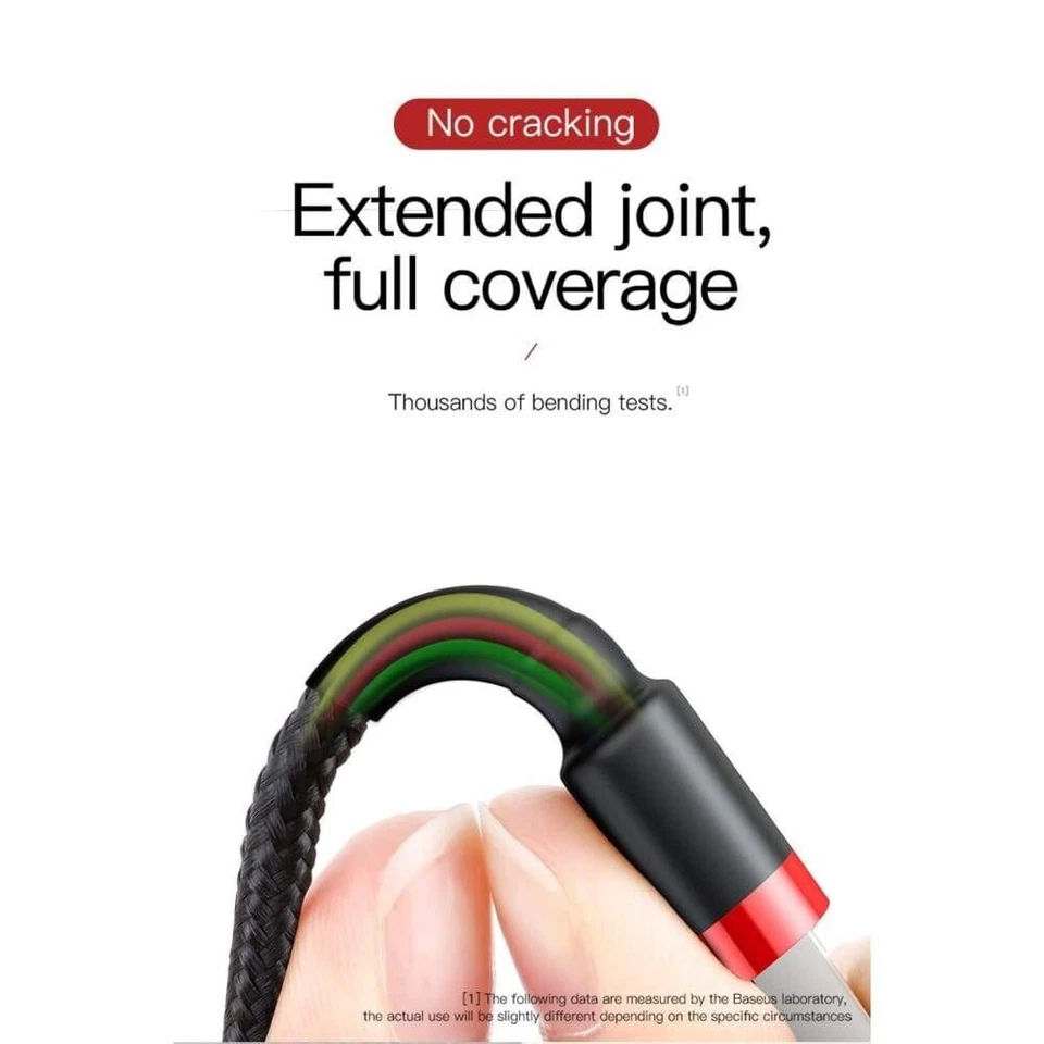 Baseus USB-A ToLightning Cafule Tough Cable Braided Cord 1m - Black - Image 2 of 3