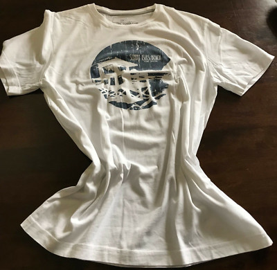 Tom Tailor T-shirt Unisex White with Motif Size M Sunny Isles Beach Short Sleeve