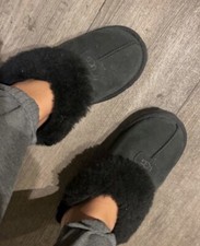 UGG Coquette Black Suede Fur Slippers NWOT
