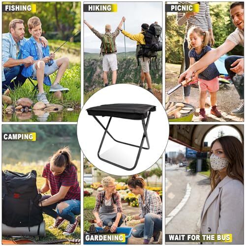 Camping Stool, Portable Folding Stool with Carry Bag, 12in Portable Black - Picture 7 of 7