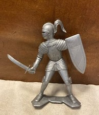 Louis Marx Co. Vintage 1964 Large 6 Medieval Silver Knight Toy Soldier