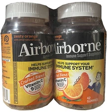 Airborne 750mg Vitamin C Immune Support Gummies Zesty Orange 42 ct 2PK EXP 2/26