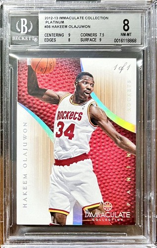 2012-13 Panini Immaculate Collection HAKEEM OLAJUWON #1/1 Platinum BGS 8 NM-MT - 第 1/3 張圖片