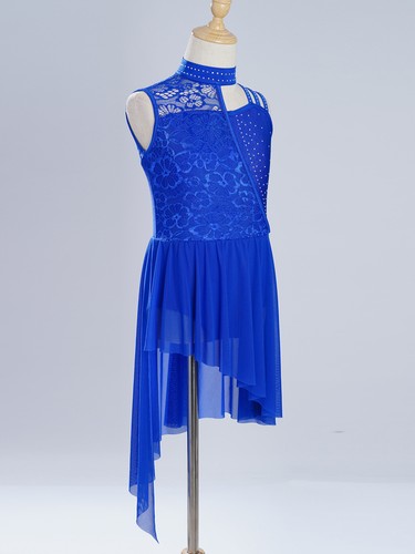 Kids Girls Dress Dance Dancewear Wrap Skirts Leotard Gymnastics Rhinestones - Picture 10 of 62