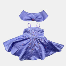 Build A Bear Purple Sequin Flower Embroidered Satin Dress Pink Gem Teddy Shawl