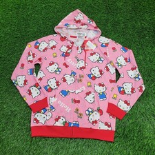 Sanrio Hello-Kitty AOP Zip Hoodie Womens Large 20x26 Lightweight