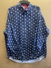 Tommy Hilfiger Vintage Mens XL Blue White Stars Button Up Shirt Long Sleeve