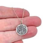 Cat with Halo & Heart Pendant | Vintage Sterling Silver 925 | 18"