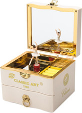 Musical Jewellery Box with Classic Rotating Ballerina Dancer Music Box Necklace