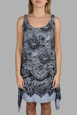 PRADA Top Silk Slip Dress 40 Gray Black