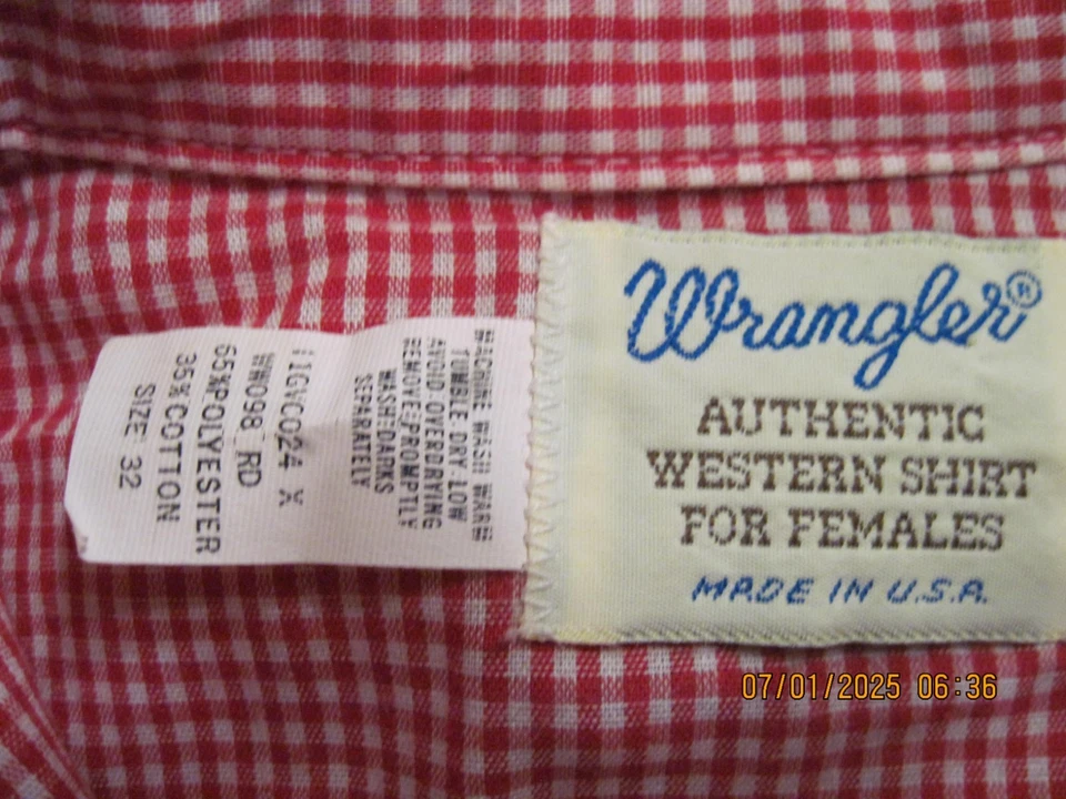 Camisas occidentales Wrangler vintage para dama Foto 4 de 4