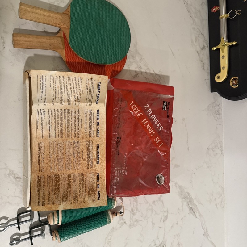 Vintage and Rare Woolworth Table Tennis Set with Case Made In Hong Kong