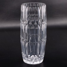 Art Deco Heavy Faceted Cut Crystal Flower Vase 8" Vintage 