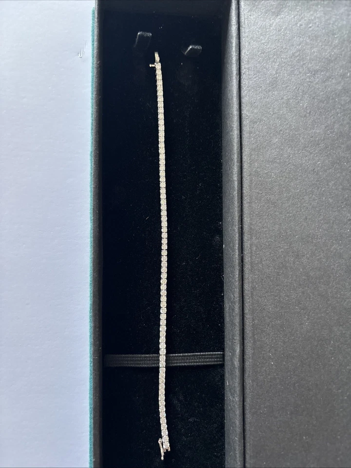 3.73 Ct E/VS1 Round Lab Grown Diamond Tennis Bracelet Heavy 14K White Gold 7" - Image 3 of 4