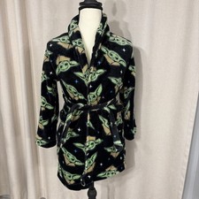 Star Wars Boys Plush Black Yoda Bath Robe House Coat Size 8 Flame Resistant