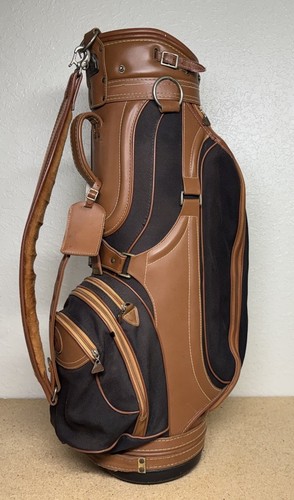Vintage Daiwa Coach Collection Golf Bag 6-way Divider Brown Tan Leather - Picture 2 of 6