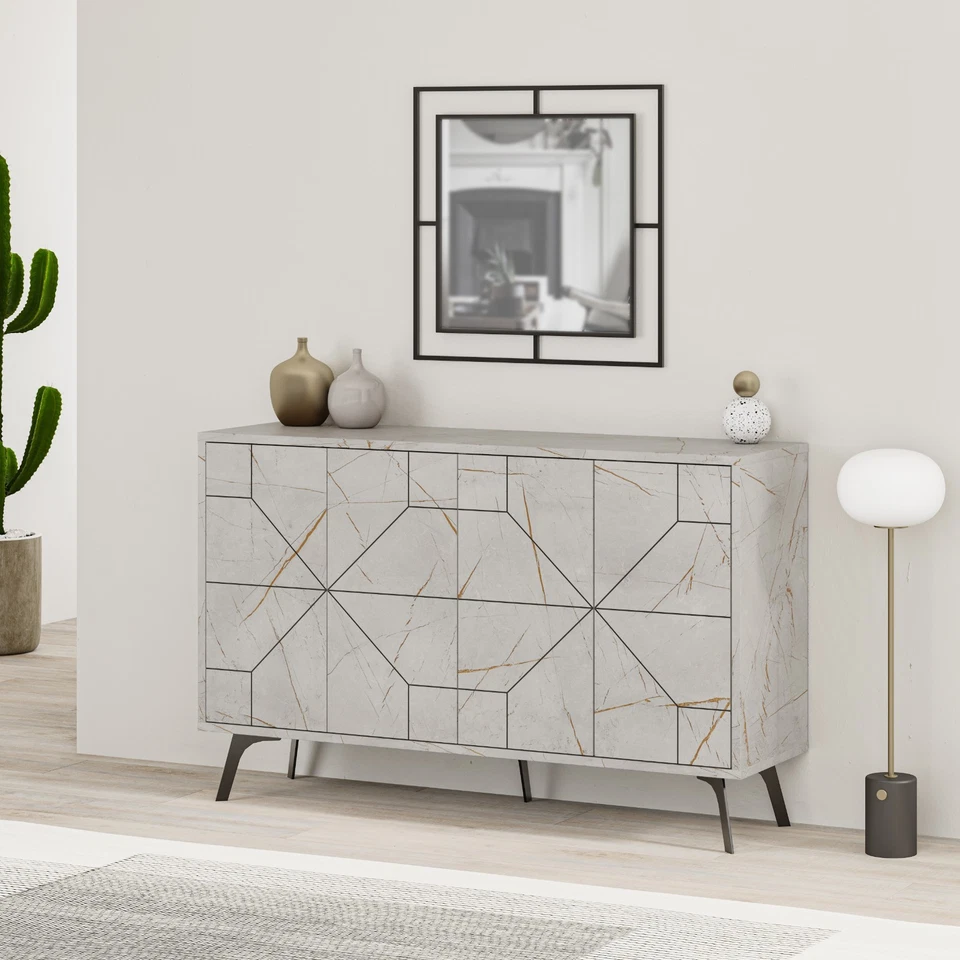 DUNE Console Cabinet 123cm – 4 Door Storage Sideboard with Metal Legs – Modern - Image 3 of 4