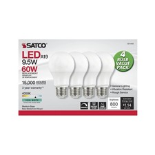 4 Pack SATCO 60W 4000K LED BULBS S11416