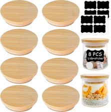 Oui Yogurt Jar Lids - 8 Pack Oui Lids-Natural Bamboo Wood with Silicone Sealing