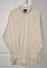 NEW STAFFORD TRAVEL MEN'S DRESS SHIRT 16.5 34/35 CREAM WRINKLE-FREE OXFORD 