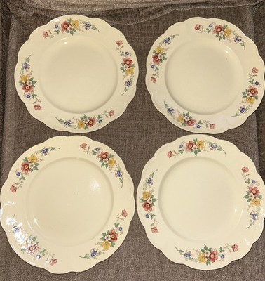 J. & G. Meakin England 'Sunshine' 4 x Cream Floral Plates Cottage Core Chintz 