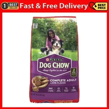 Purina Dog Chow Complete Dry Dog Food for Adult Dogs High Protein, Lamb, 44 Lb B