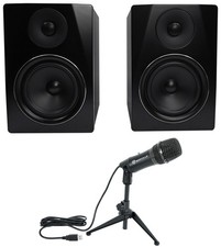 Pair Rockville APM6B 6.5" 350w Studio Monitors USB Condenser Computer Microphone