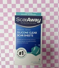 SCARAWAY MEDICAL GRADE SILICONE CLEAR SCAR SHEETS 6 COUNT 1.5 INCH X 3 INCH