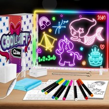 16" Led Drawing Board for Kids with 18 Tracing Stencils - Light up Led Note B...