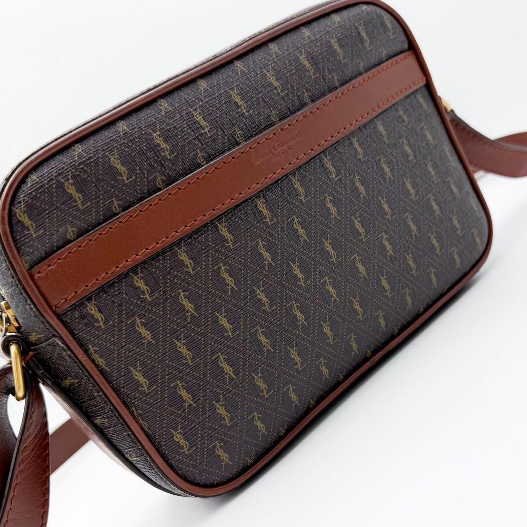 Borsa a tracolla uomo Saint Laurent tracolla monogramma PVC pelle marrone autentica
