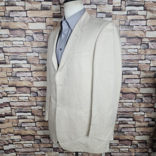 Claiborne 2 Piece Suit Mens 42R 34X29 Beige Ivory VL Linen Blend - Picture 5 of 13