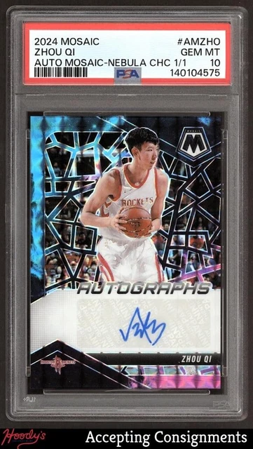 2024 Panini Mosaic Nebula Choice Zhou Qi AUTO 1/1 ROCKETS PSA 10 GEM MINT
