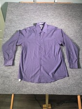 Van Heusen Mens Dress Shirt Sz L 16 Purple Striped Collared Classic Dress Shirt