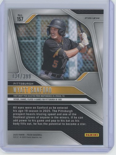 Wyatt Sanford Orange Prizm Pulsar /399 2025 Panini Prizm Baseball #157 - Picture 2 of 2