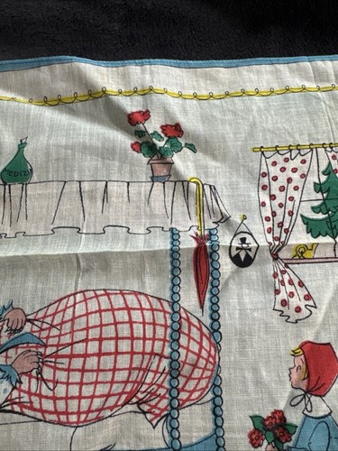 Vintage Little Red Riding Hood Handkerchief 9.5”x9.5” - Picture 4 of 14