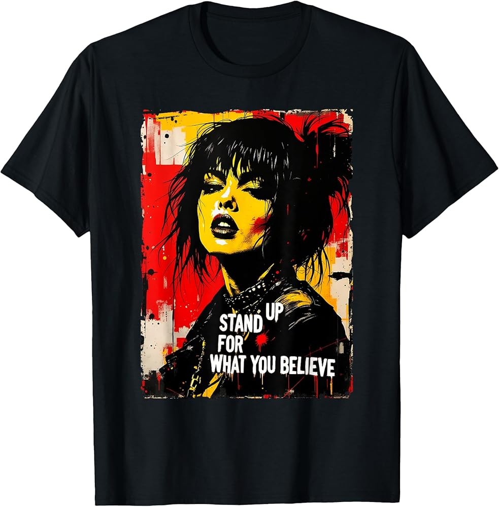 Punk Girl Graffiti Grunge 90s Distressed Graphic Vintage T-Shirt