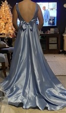 Windsor Light Blue Josquin Formal Gown with Bow, Train, Style 60716, Polyester