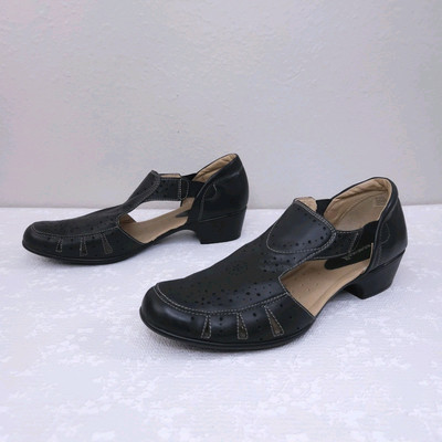 ROMIKA Cut-Out Booties Women's EU 42 US 11 Black Slip-On Perforated Pumps Sandal