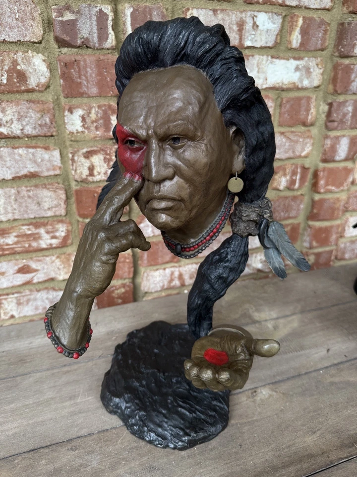 马克·霍普金斯和平不再青铜雕塑签名和编号美洲原住民  — 第 3/4 张图片